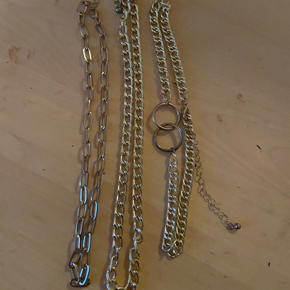 3 Pack Fake Gold Chain Necklaces